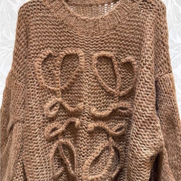 Loewe Brown Knit Crew Neck Sweater - Picture 6 of 8